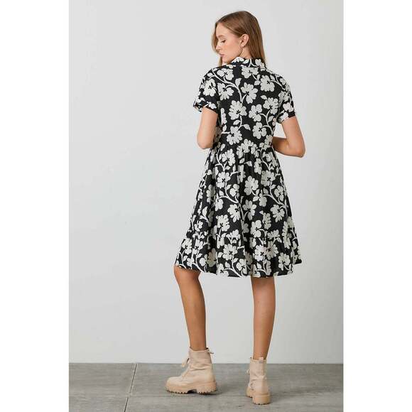 POPLIN PRINT MIDI TIERED SHIRT DRESS - Picture 6 of 12